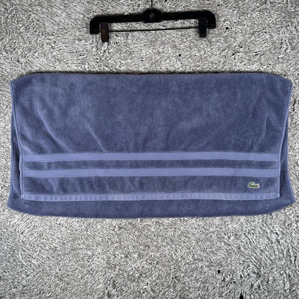 Lacoste Bath Towel Baby Blue Designer Shower Embroidered Logo Alligator